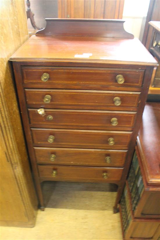 Edwardian inlaid mahogany 6 drawer chest